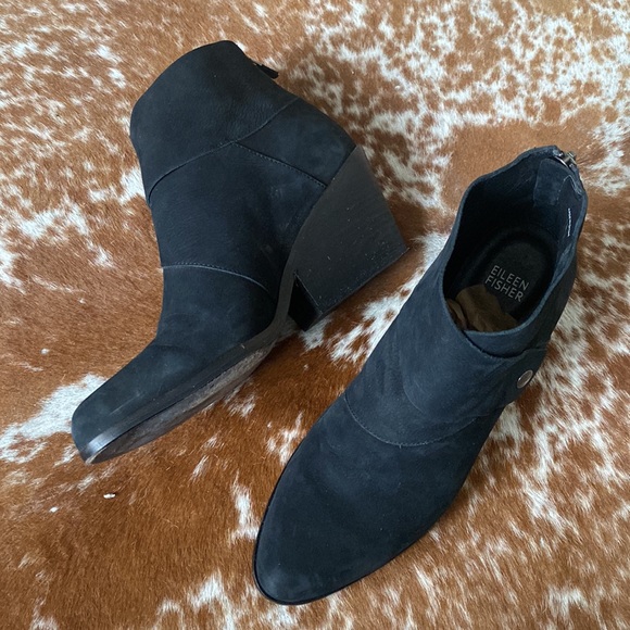 Eileen Fisher Black Ankle Boots - Picture 1 of 8